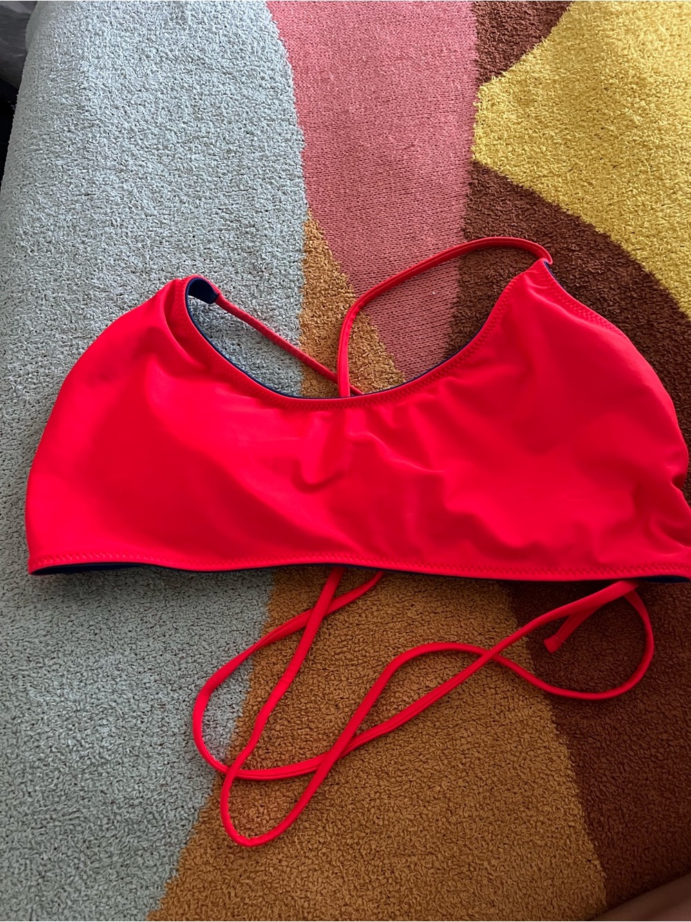 Bright Red & blue reversible Strappy Bikini Top